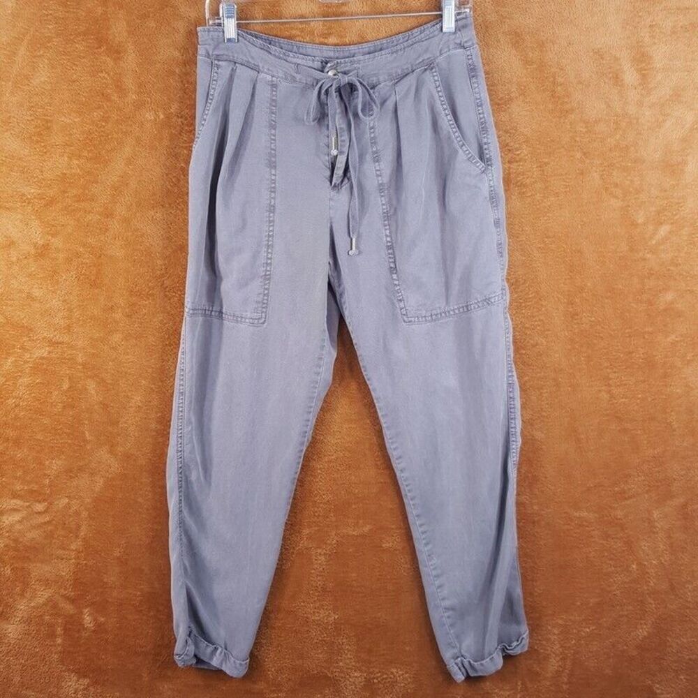 YOUNG FABULOUS BROKE Womens Pants Medium Gray Tapered Crop Ankle Tencel Pockets
